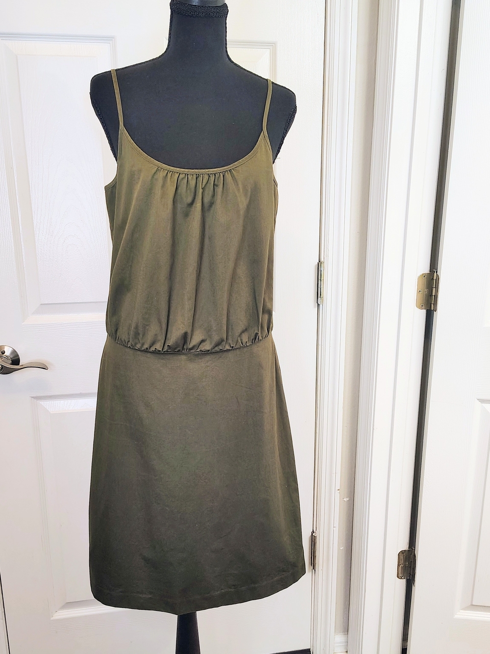 Vintage 90s Club Monaco Green Cotton Summer Dress Knee Casual Minimalist Prep 10